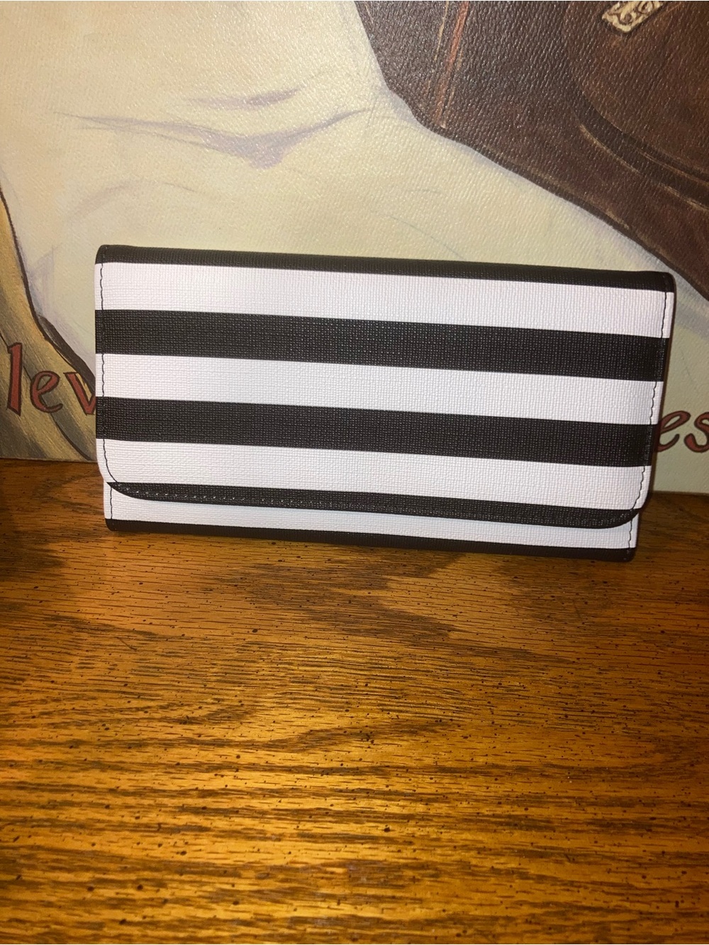 Kut from the Kloth Trifold Wallet Black and White Striped NWT